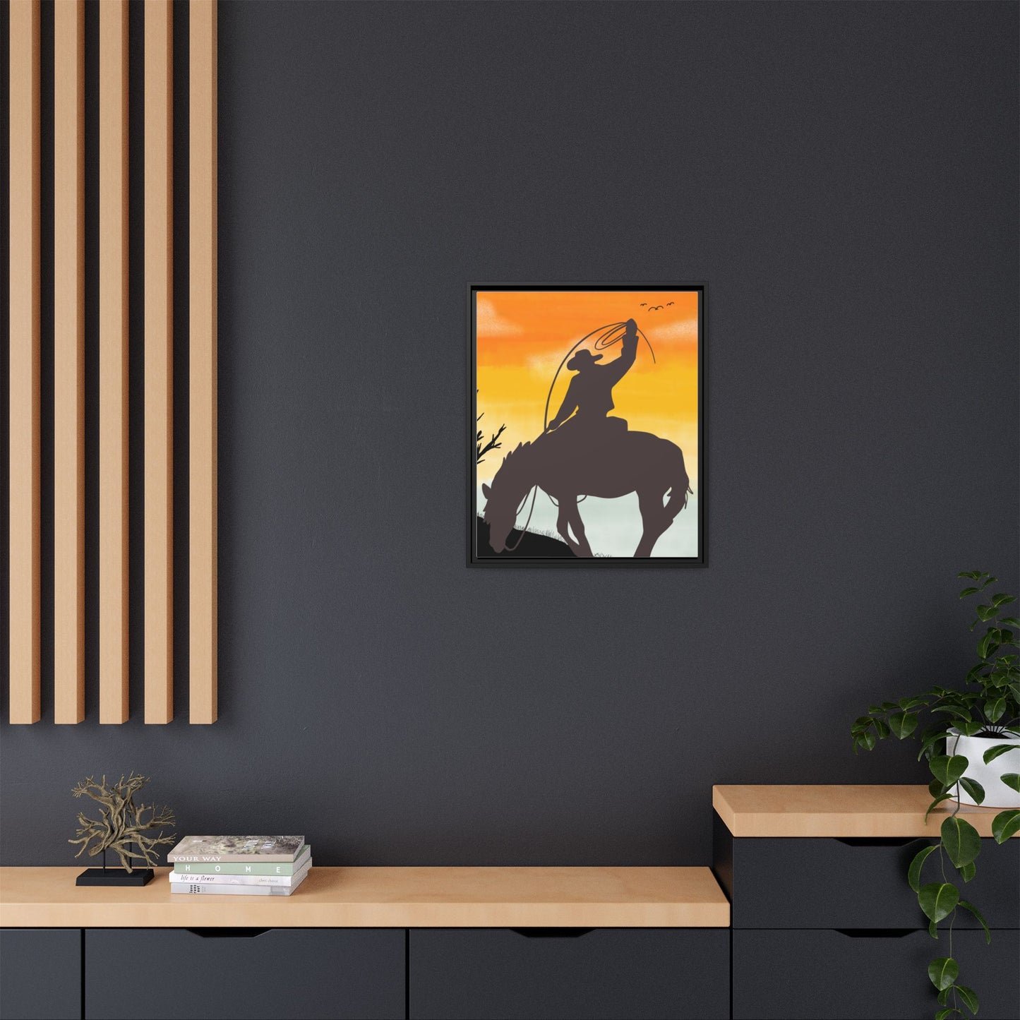 Framed Cowboy Rodeo Art Print Canvas Wall Decor Western Home Decor Rustic Cowboy Gift Equestrian Wall Art Country Themed Art Housewarming Gift