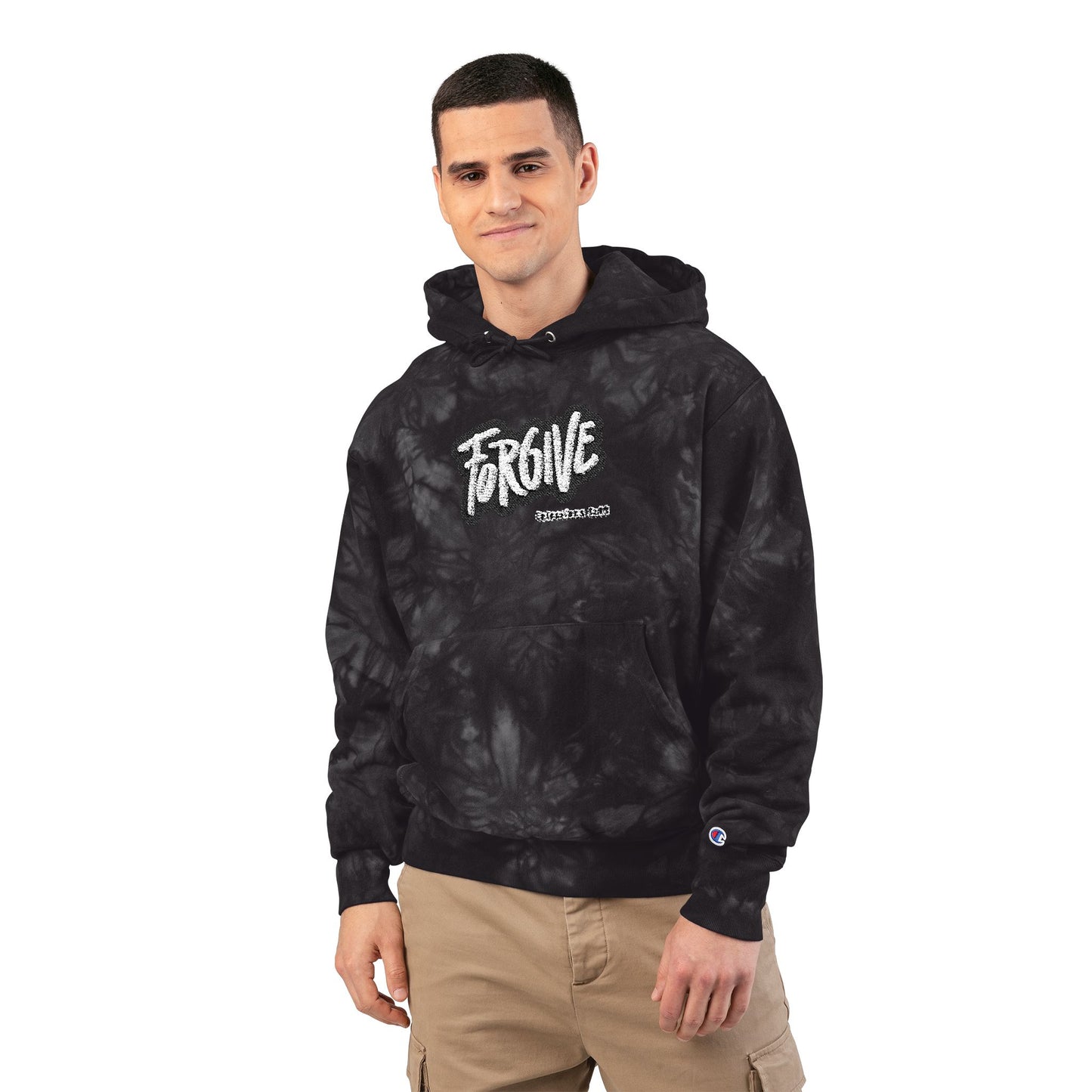 Forgive Tie-Dye Hoodie - Unisex Champion Sweatshirt, Cozy Gift, Casual Wear, Unique Style, Fashion Statement