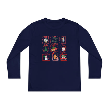 Youth Holiday Cheer Long Sleeve Tee - Christmas Gift, Kids Apparel, Seasonal Wear, Cute Holiday Outfit, Festive Shirt, Family Gatherings