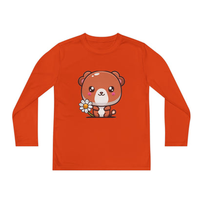 T-Shirt Cute Bear Youth Long Sleeve Competitor Tee Kids Bear Shirt Playful Tee for Boys and Girls Adorable Spring Apparel Gift