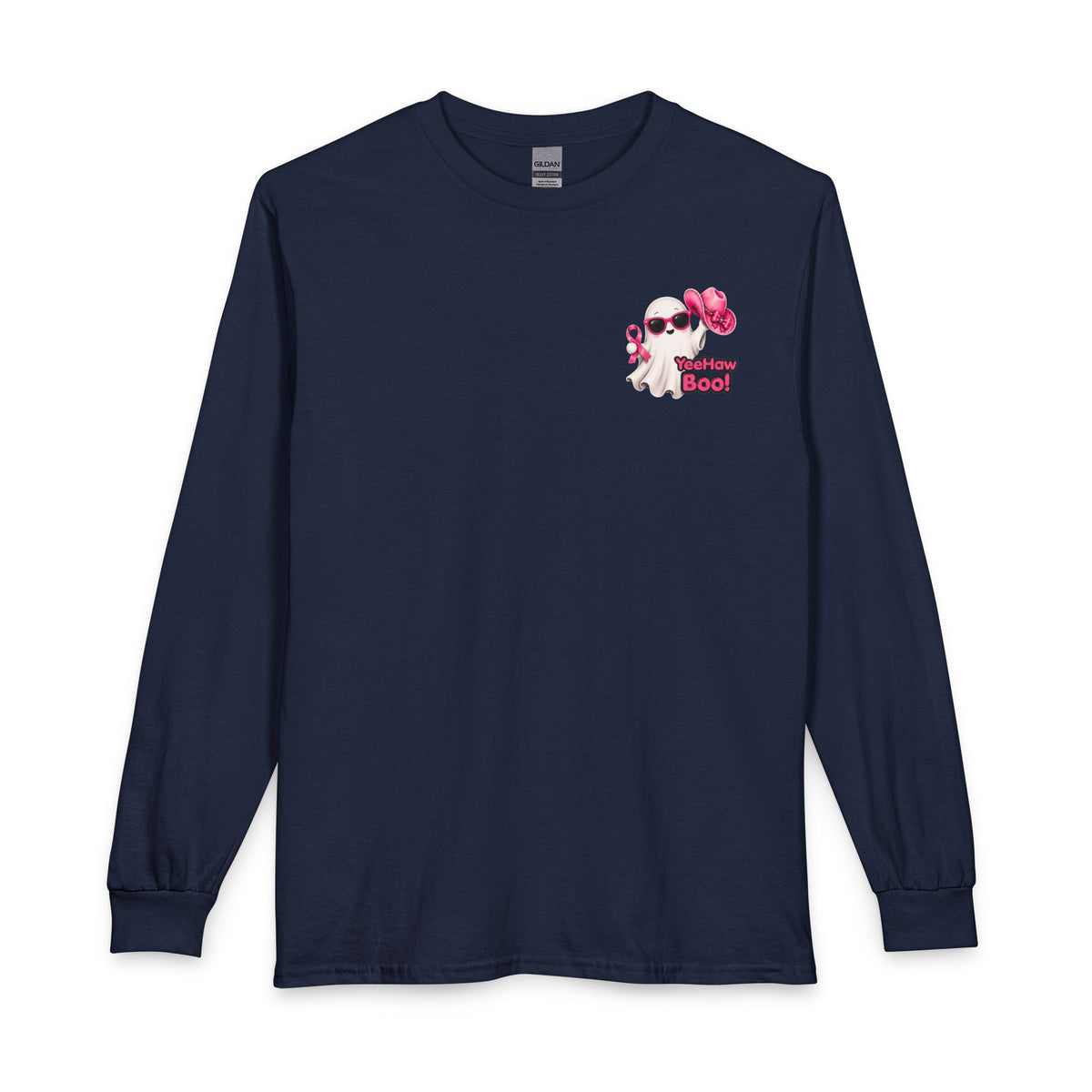 Breast Cancer Awareness Long Sleeve — "In October We Wear Pink" Ghost Tee