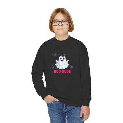 Boo Dude ghost graphic Youth Sweatshirt Halloween spooky bats Matching Family Set Fun Halloween Photo
