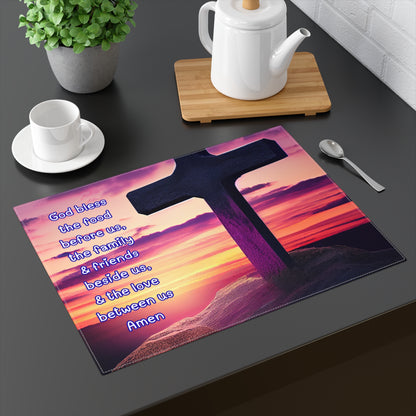 Placemat with Cross Design Table Decor Inspirational Dining Accessories Christian Home Decor Religious Blessing Table Mat Prayer Placemat