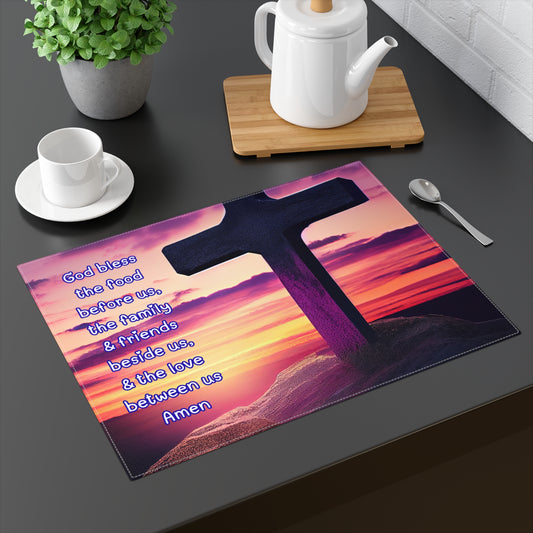 Placemat with Cross Design Table Decor Inspirational Dining Accessories Christian Home Decor Religious Blessing Table Mat Prayer Placemat