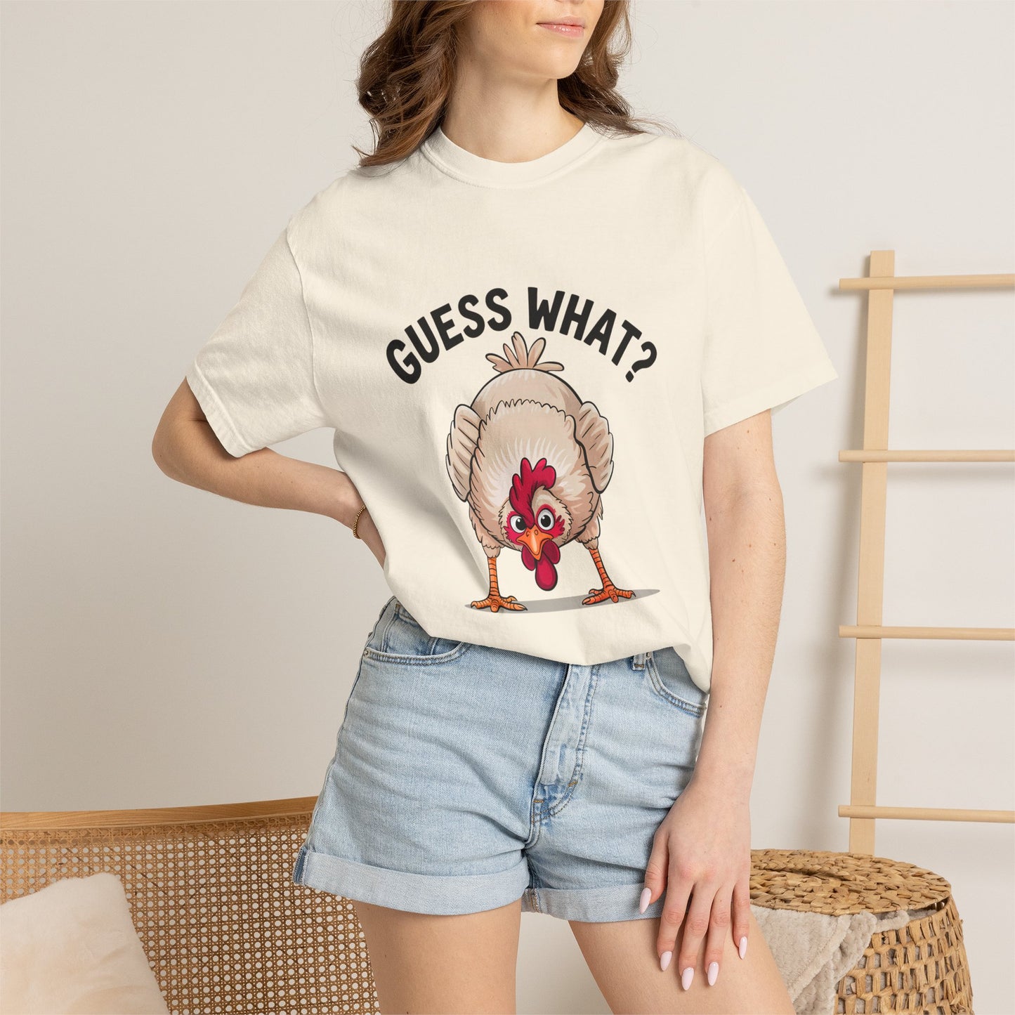 Chicken Butt T-Shirt "Guess What? Chicken Butt!" Funny Novelty Tee Conversation Starter Humorous Statement