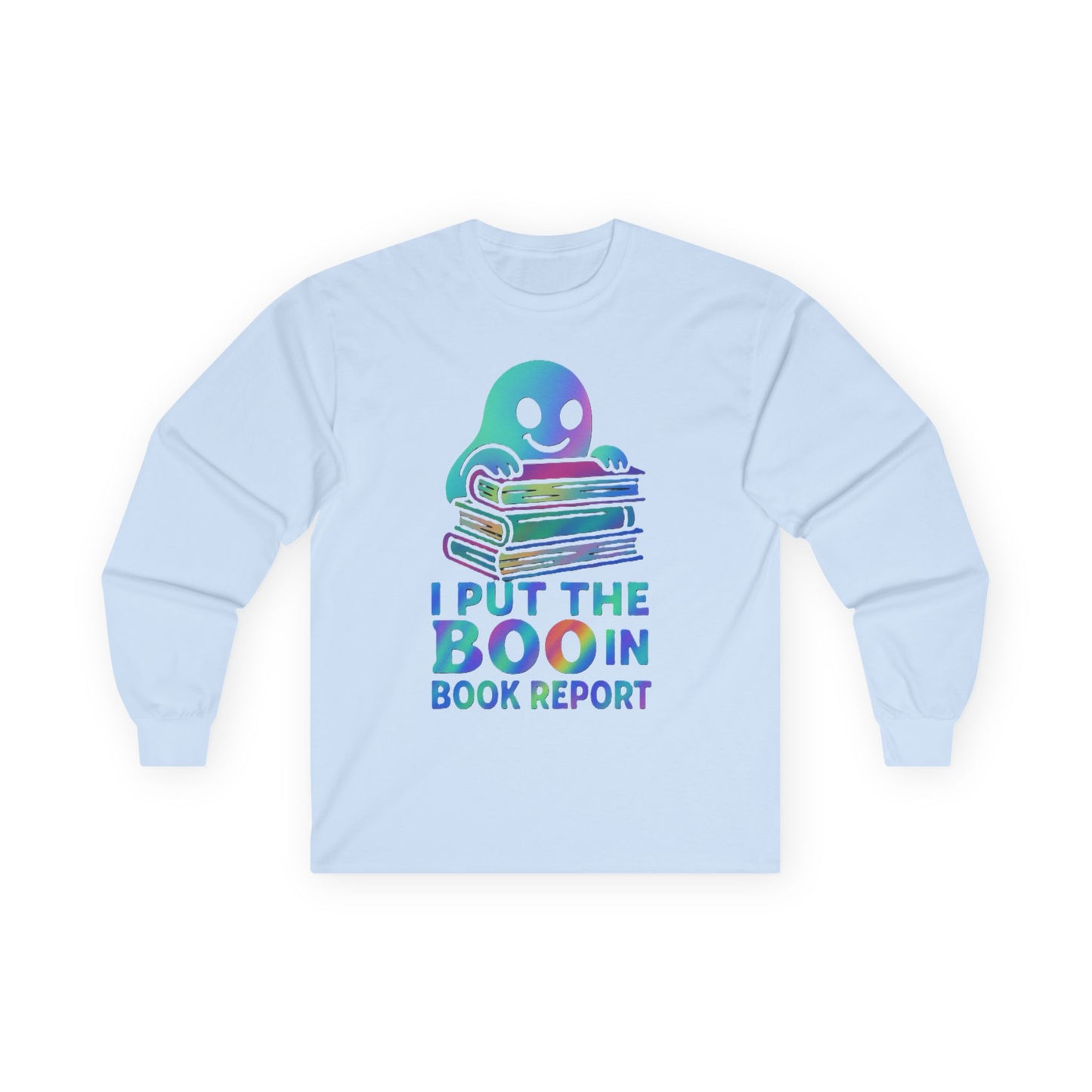 T-Shirt Whimsical Long Sleeve Tee for Book Lovers Halloween Shirt Cozy All-Seasons Top Fun Gift for Readers Book Report Humor Teacher Gift