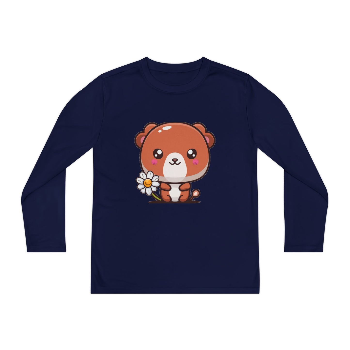 T-Shirt Cute Bear Youth Long Sleeve Competitor Tee Kids Bear Shirt Playful Tee for Boys and Girls Adorable Spring Apparel Gift