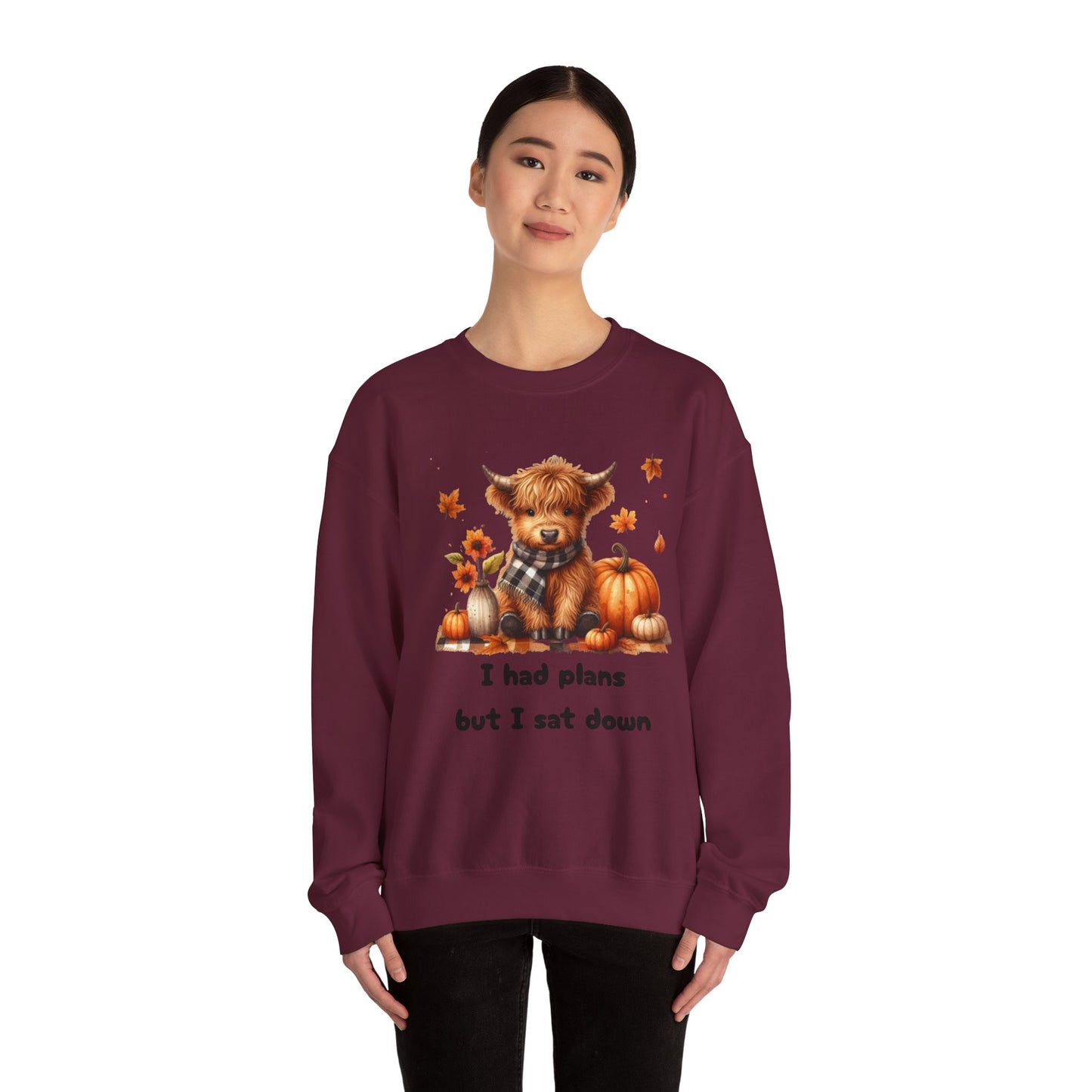 Sweatshirt Autumn Wear Funny Crewneck Pullover Fall Fashion Farm Style Cozy  Casual Outfit Highland Cow Design Print Comfort Wear Cotton Blend