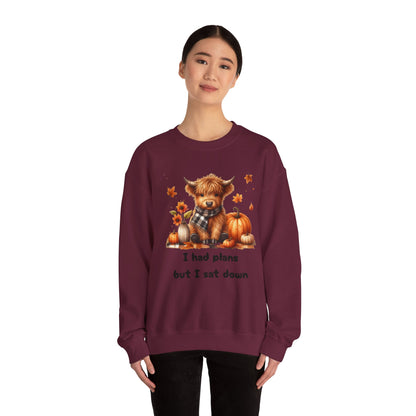 Sweatshirt Autumn Wear Funny Crewneck Pullover Fall Fashion Farm Style Cozy  Casual Outfit Highland Cow Design Print Comfort Wear Cotton Blend