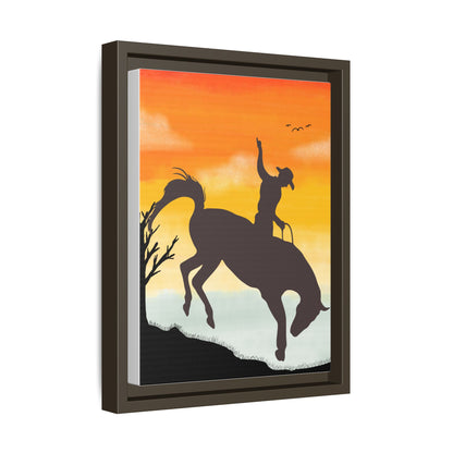 Framed Cowboy Sunset Canvas Art Equestrian Decor Farmhouse Wall Art Rustic Home Decoration Gift for Horse Lovers Rodeo Decor Housewarming Gift