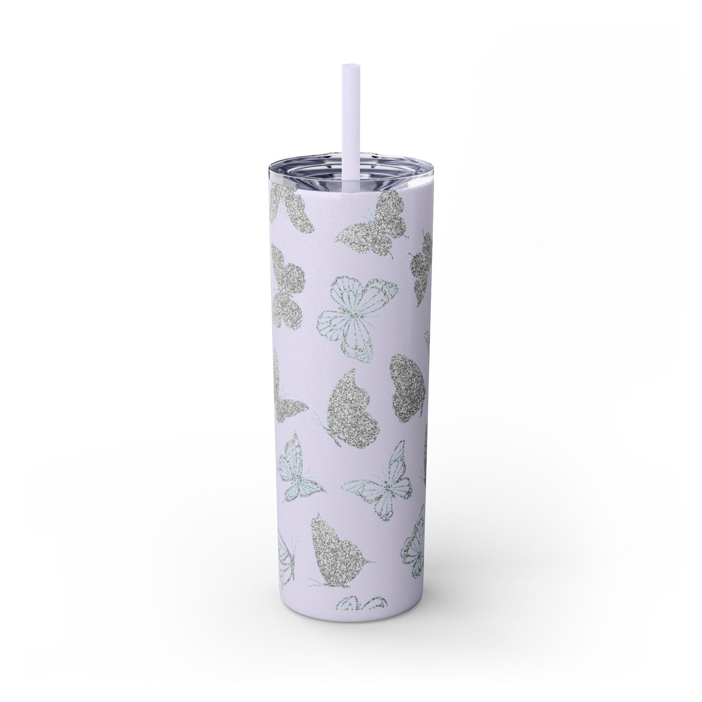 Tumbler Travel Butterfly Design Skinny Tumbler with Straw - 20oz, Stylish Drinkware for Nature Lovers Gift for Anyone