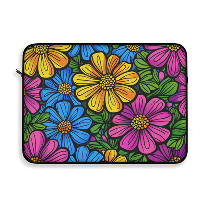 Floral Burst Laptop Sleeve — Colorful Daisy Print Protective Case