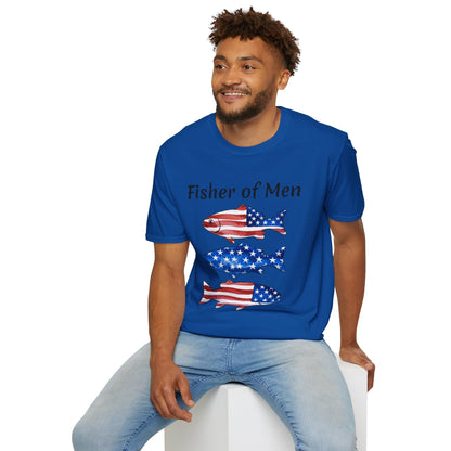 Fisher of Men T-Shirt — Patriotic American Flag Fish Tee