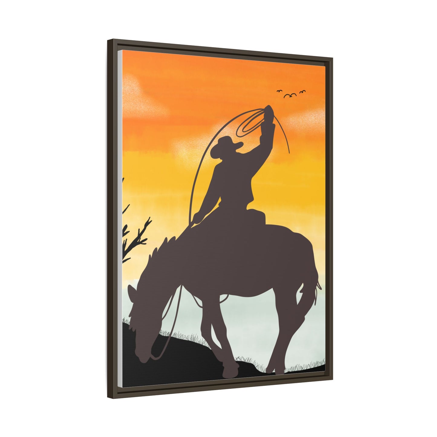Framed Cowboy Rodeo Art Print Canvas Wall Decor Western Home Decor Rustic Cowboy Gift Equestrian Wall Art Country Themed Art Housewarming Gift