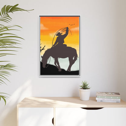 Framed Cowboy Rodeo Art Print Canvas Wall Decor Western Home Decor Rustic Cowboy Gift Equestrian Wall Art Country Themed Art Housewarming Gift