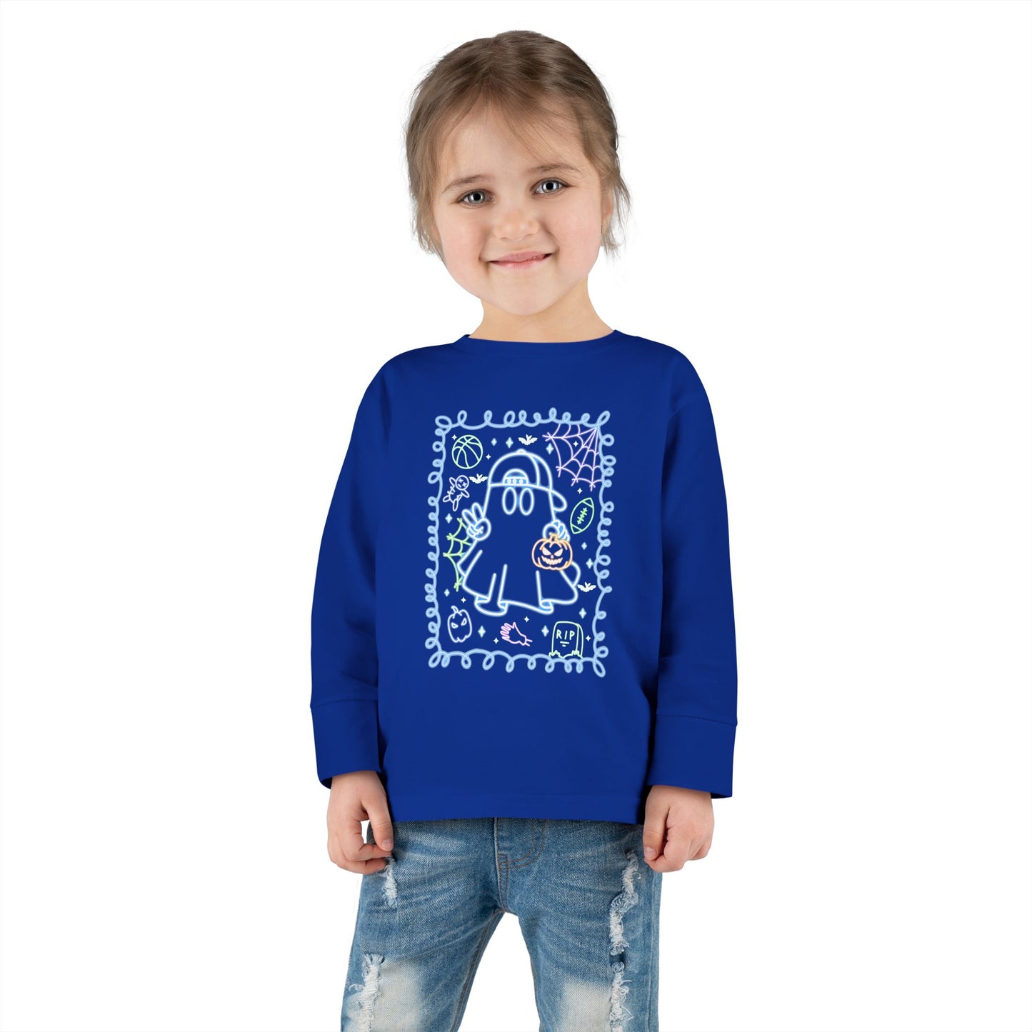 T-Shirt Cute Ghost Toddler Long Sleeve Tee Halloween Gift Kids' Halloween Shirt Autumn Outfit Playful Toddler Clothing
