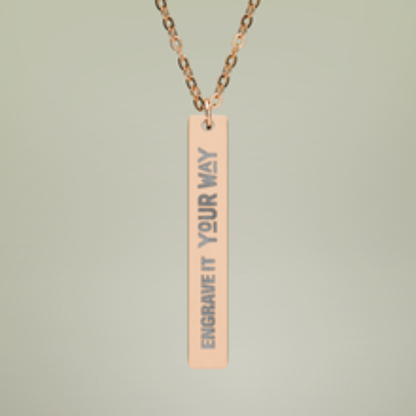 Engraved "FAITH" Vertical Bar Necklace — Personalized Stainless Steel Pendant