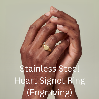 Heart Signet Ring — Engraved “Chosen 1 Thess 1:4” Stainless Steel