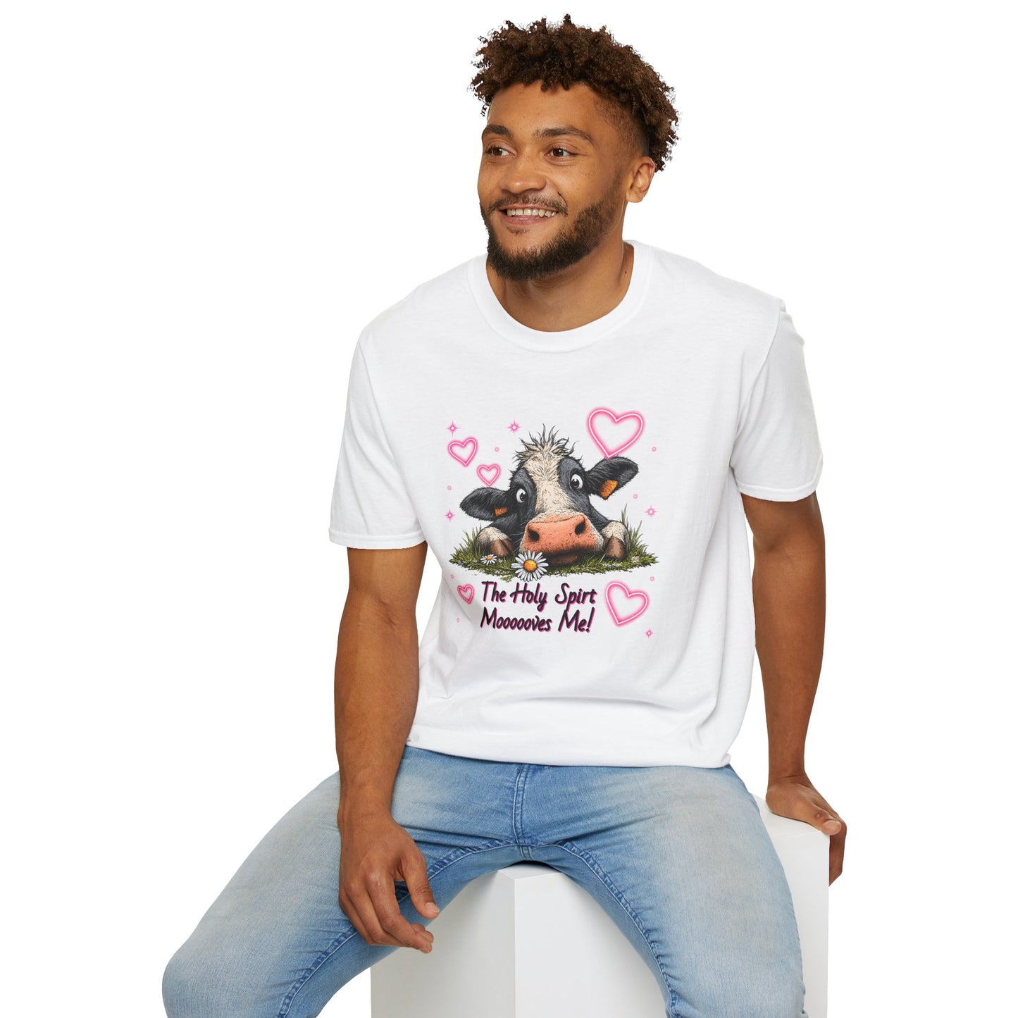 Holy Spirit T-shirt – Funny Faith-inspired Cow Design in 100% Cotton