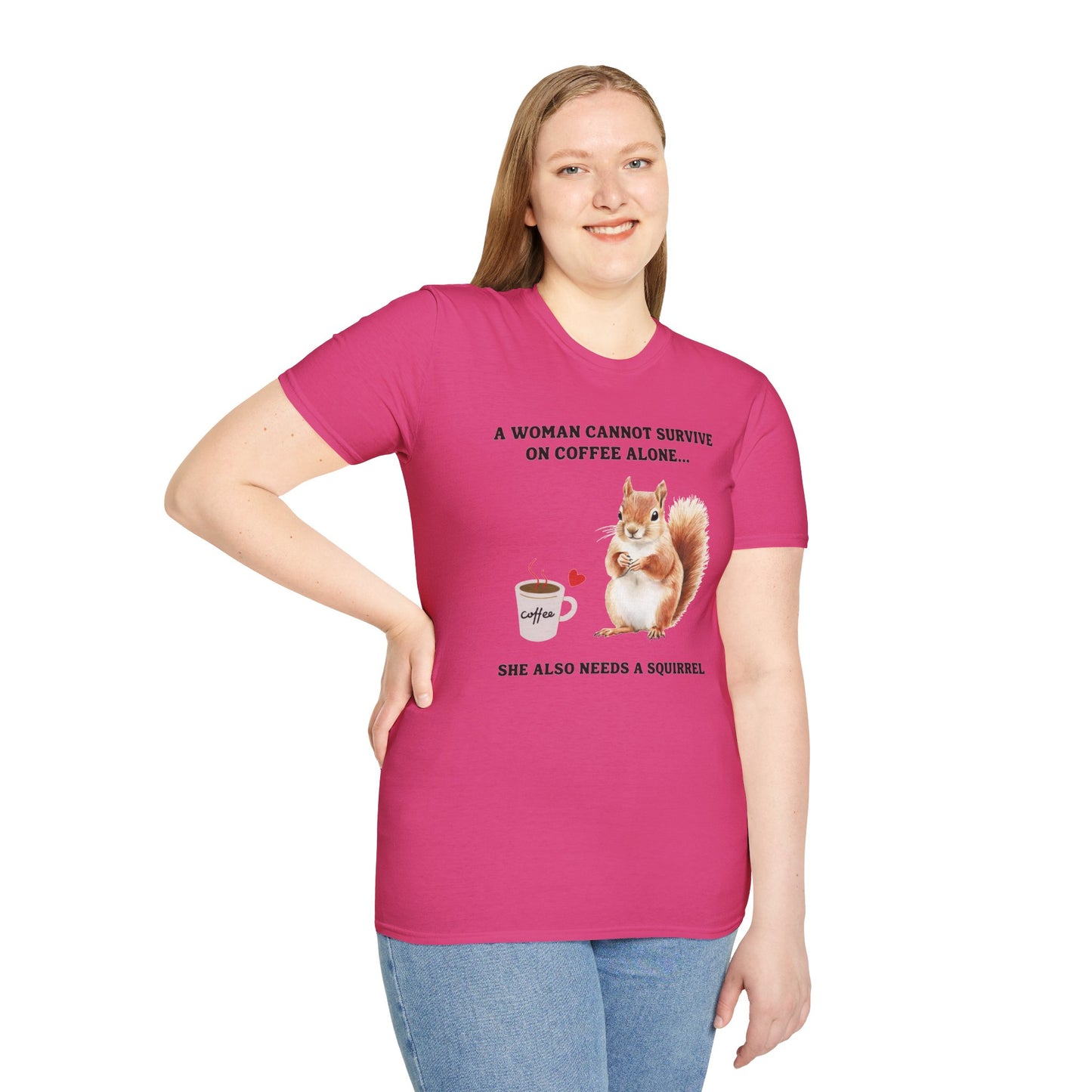 Coffee and Squirrel T-Shirt Cute Squirrel Illustration Coffee Lover Tee Fun Tee