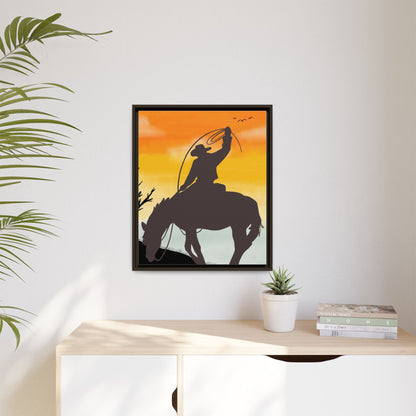 Framed Cowboy Rodeo Art Print Canvas Wall Decor Western Home Decor Rustic Cowboy Gift Equestrian Wall Art Country Themed Art Housewarming Gift