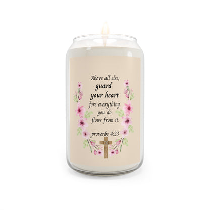 Proverbs 4:23 Floral Soy Candle – 13.75oz Inspirational Scented Candle