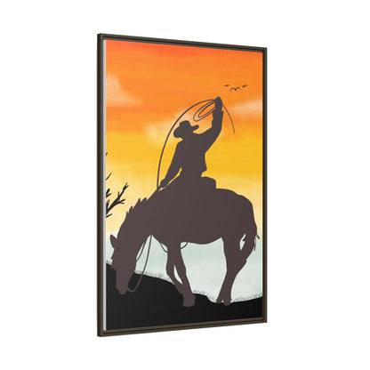Framed Cowboy Rodeo Art Print Canvas Wall Decor Western Home Decor Rustic Cowboy Gift Equestrian Wall Art Country Themed Art Housewarming Gift