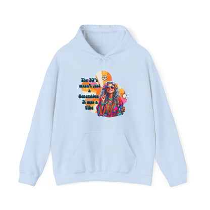 Retro Hippie Hoodie – "The 70's wasn't your generation it was mine" Colorful Boho Graphic