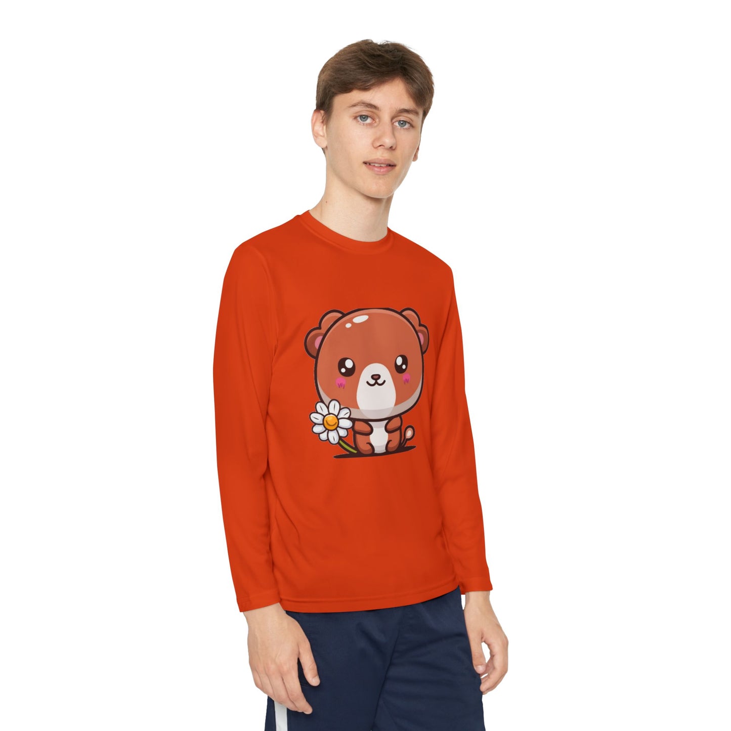T-Shirt Cute Bear Youth Long Sleeve Competitor Tee Kids Bear Shirt Playful Tee for Boys and Girls Adorable Spring Apparel Gift