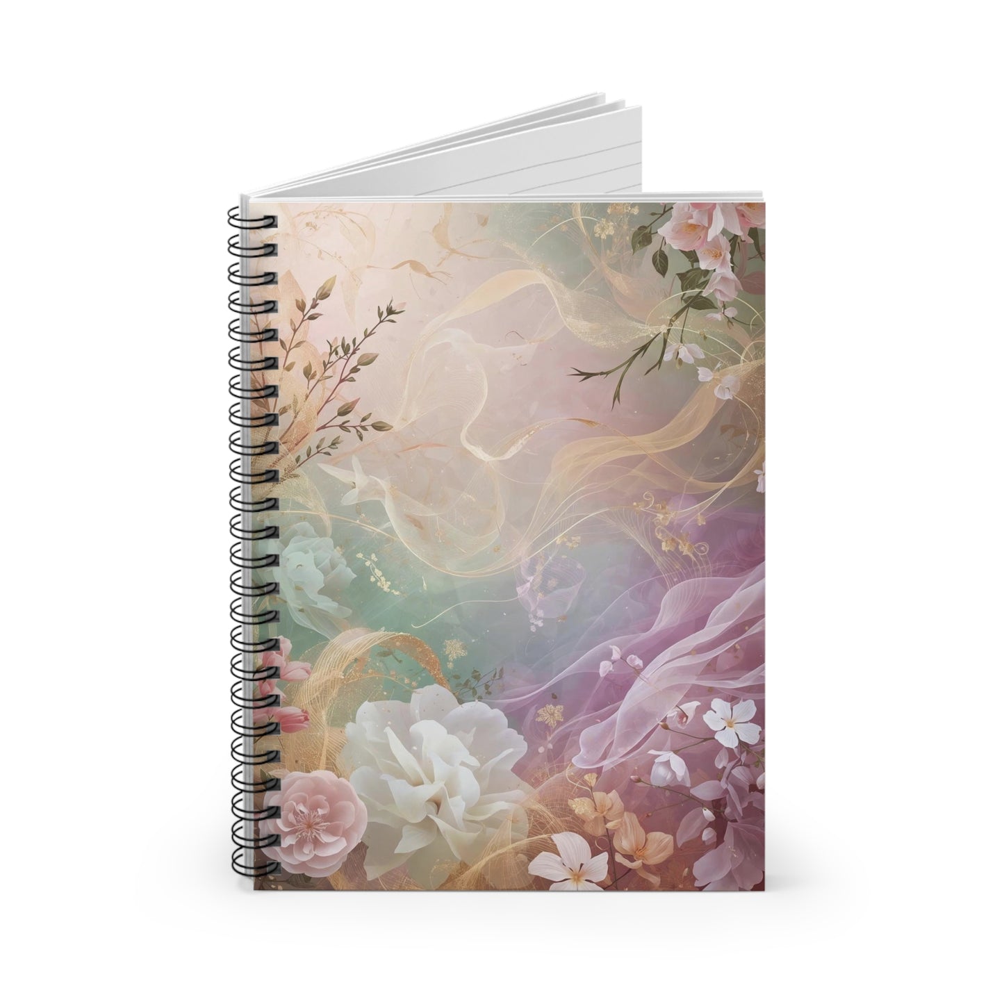 Floral Dream Spiral Notebook Ruled Lined Journal with Pastel Watercolor Cover