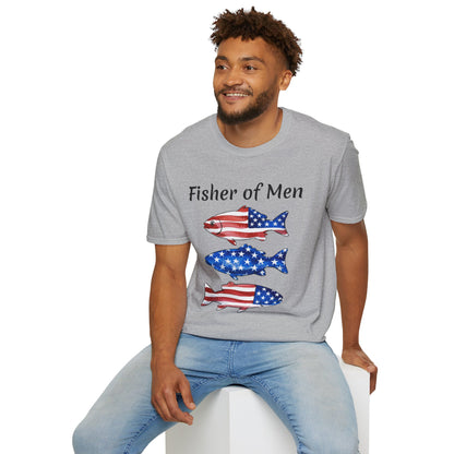 Fisher of Men T-Shirt — Patriotic American Flag Fish Tee