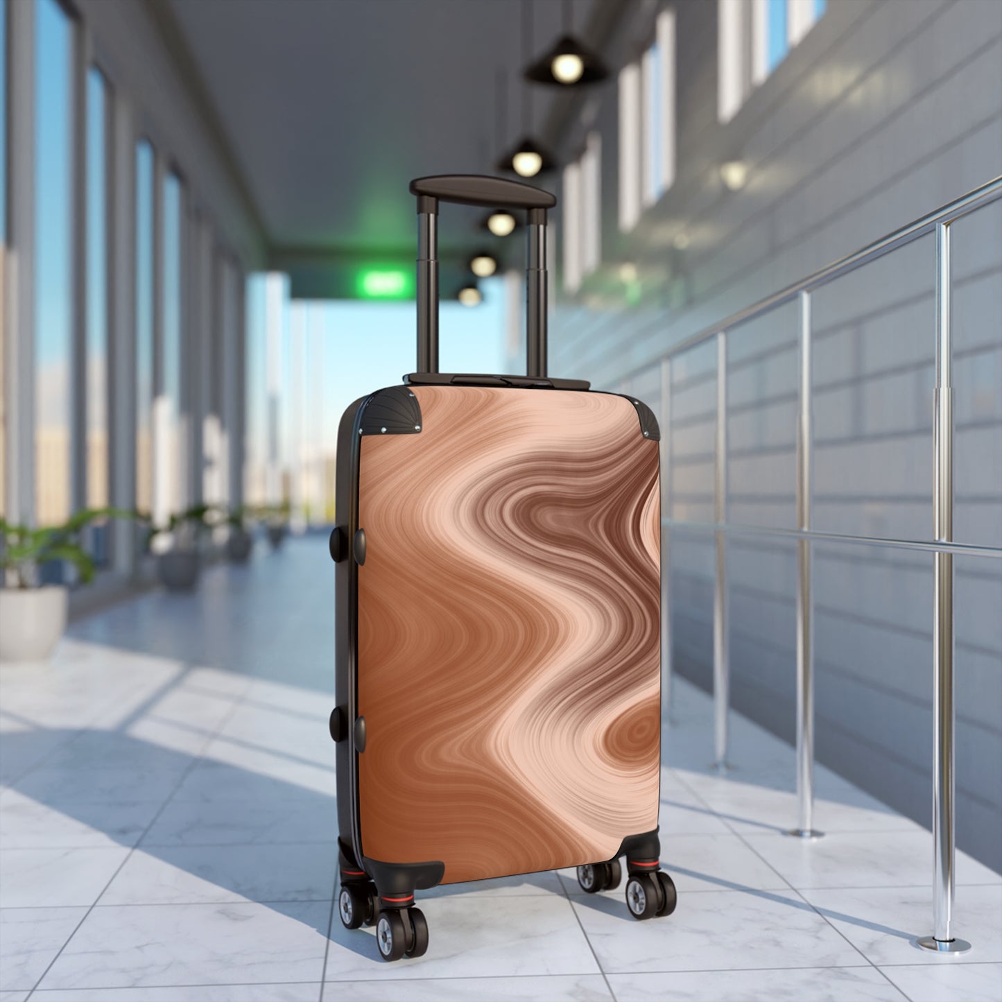 Marbled Copper Carry-On Suitcase — Stylish Swirl Travel Luggage