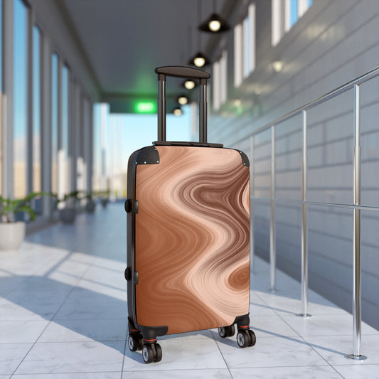 Marbled Copper Carry-On Suitcase — Stylish Swirl Travel Luggage