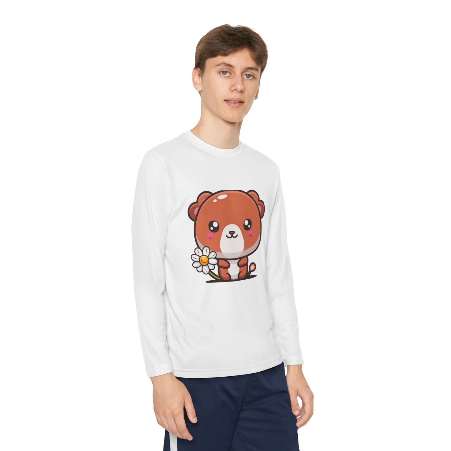 T-Shirt Cute Bear Youth Long Sleeve Competitor Tee Kids Bear Shirt Playful Tee for Boys and Girls Adorable Spring Apparel Gift