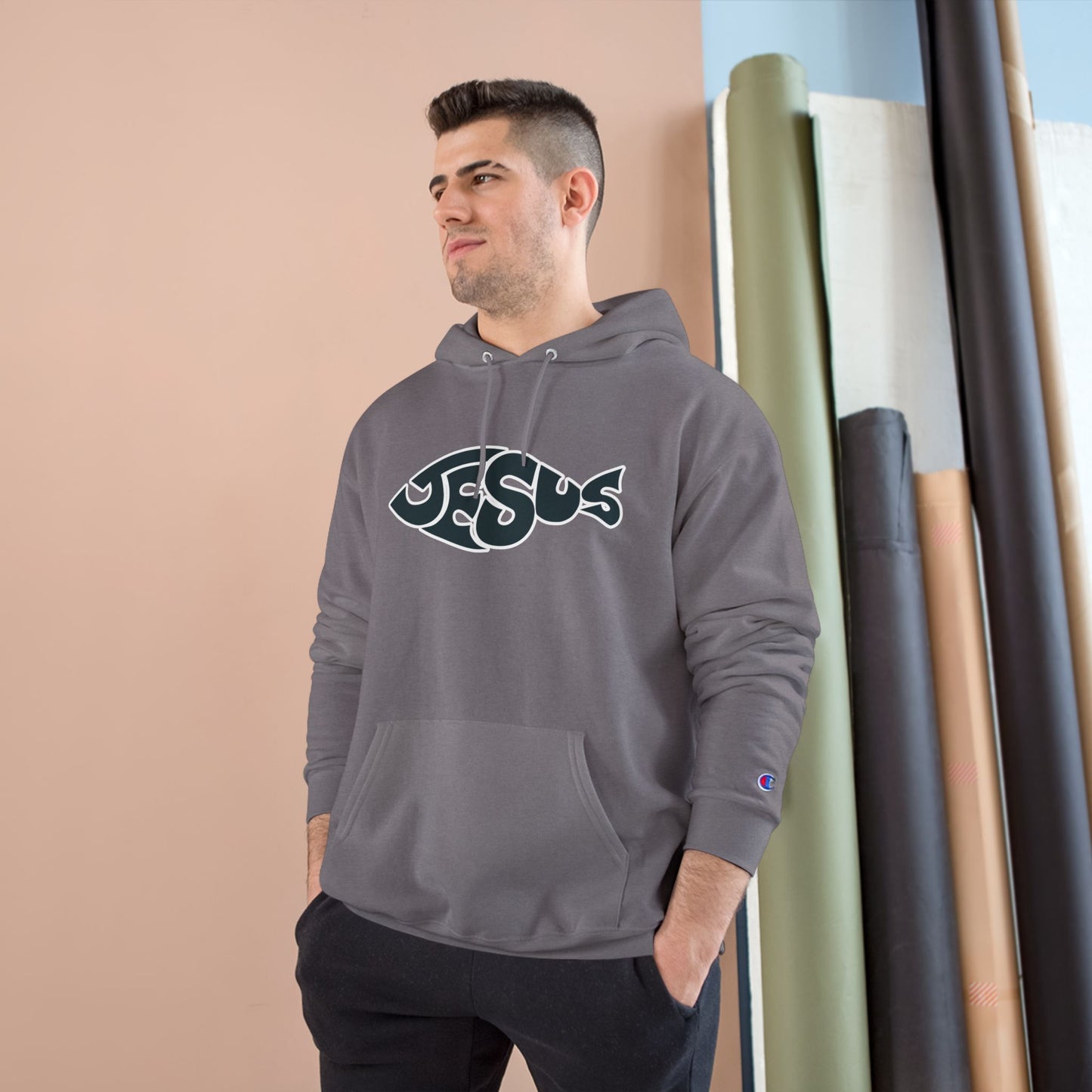Faith-Inspired Champion Hoodie, Religious Apparel, Christian Gift, Hoodie with Jesus Design, Casual Wear, Spiritual Comfort