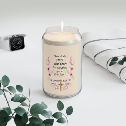 Proverbs 4:23 Floral Soy Candle – 13.75oz Inspirational Scented Candle