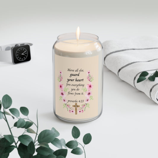 Proverbs 4:23 Floral Soy Candle – 13.75oz Inspirational Scented Candle