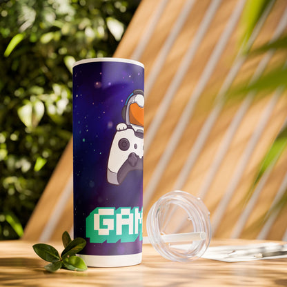 Tumbler Travel Cup Personalized Gamer Skinny Tumbler with Straw - 20oz - Cool Space Design