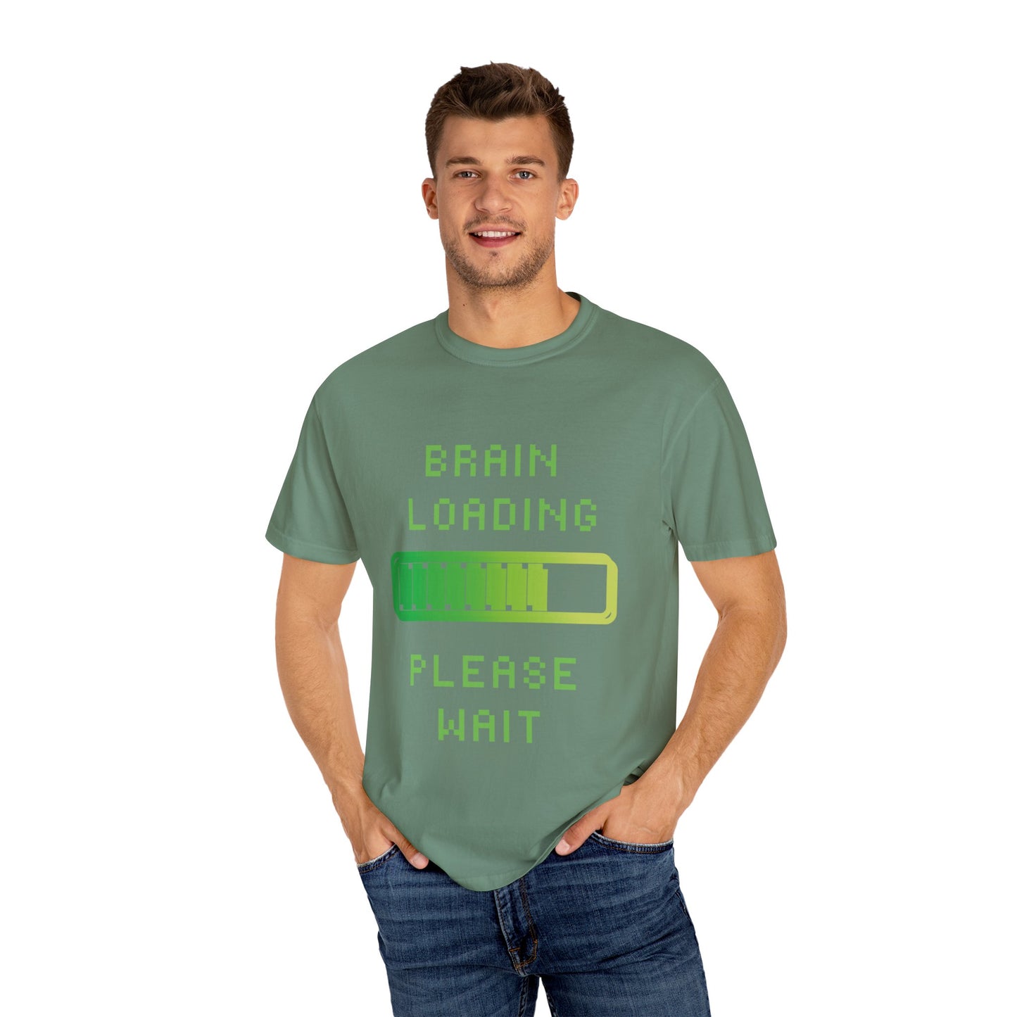 T-Shirt Loading Awareness T-Shirt - 8-bit Humor Gamer Gift Brain Loading Tee Unisex Graphic Shirt Quirky Humor Clothing