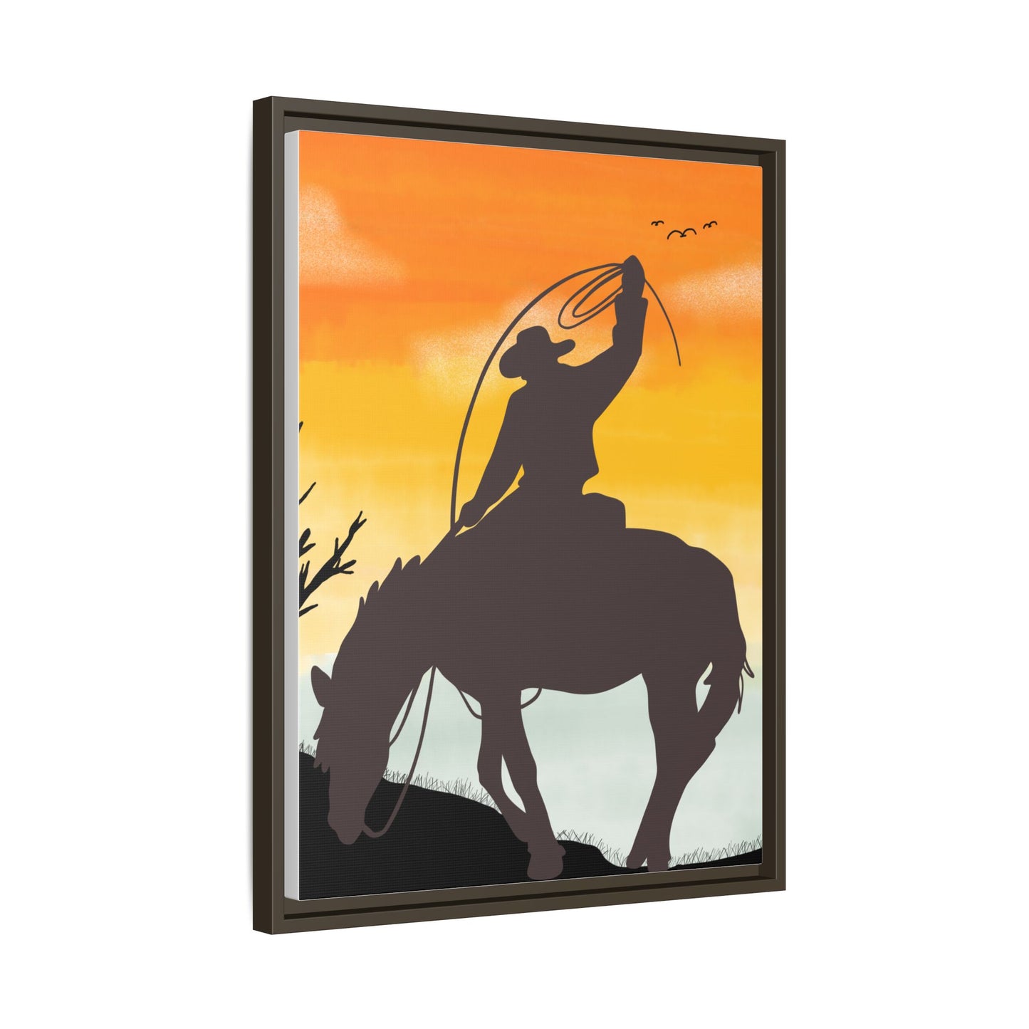 Framed Cowboy Rodeo Art Print Canvas Wall Decor Western Home Decor Rustic Cowboy Gift Equestrian Wall Art Country Themed Art Housewarming Gift