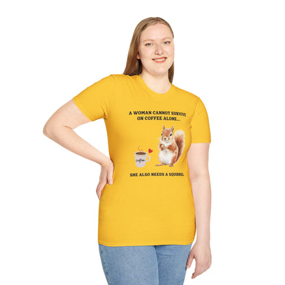 Coffee and Squirrel T-Shirt Cute Squirrel Illustration Coffee Lover Tee Fun Tee