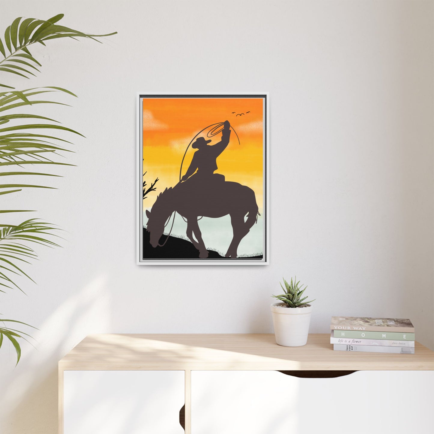 Framed Cowboy Rodeo Art Print Canvas Wall Decor Western Home Decor Rustic Cowboy Gift Equestrian Wall Art Country Themed Art Housewarming Gift