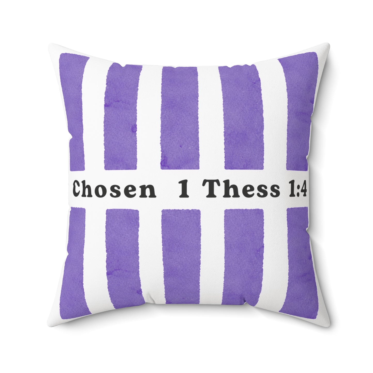Chosen 1 Thess 1:4 Decorative Throw Pillow — Purple Striped Faith Accent