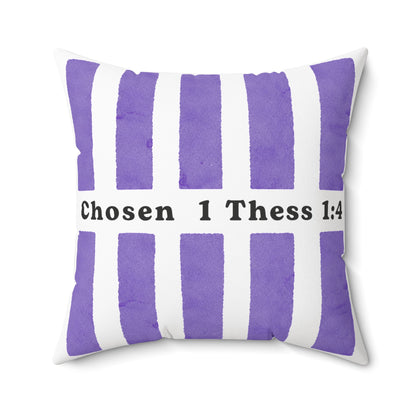 Chosen 1 Thess 1:4 Decorative Throw Pillow — Purple Striped Faith Accent
