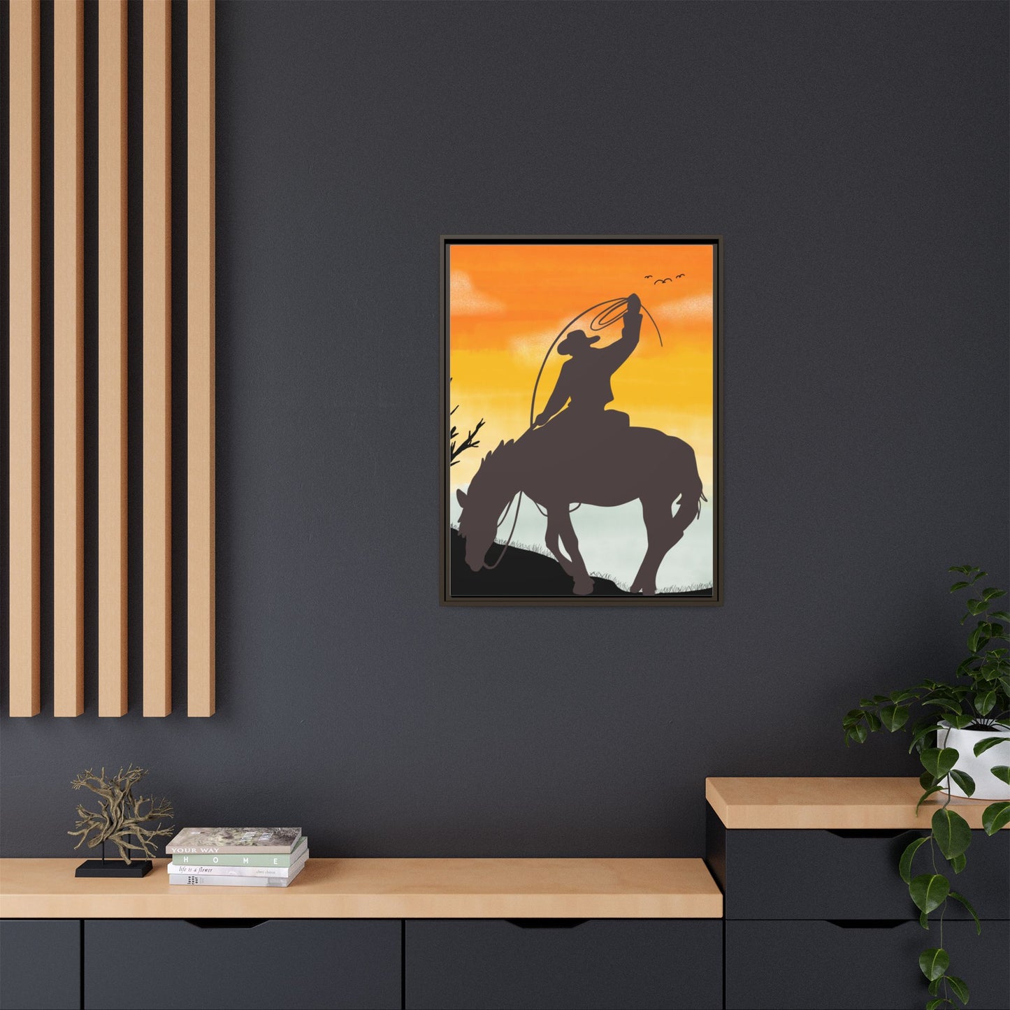 Framed Cowboy Rodeo Art Print Canvas Wall Decor Western Home Decor Rustic Cowboy Gift Equestrian Wall Art Country Themed Art Housewarming Gift