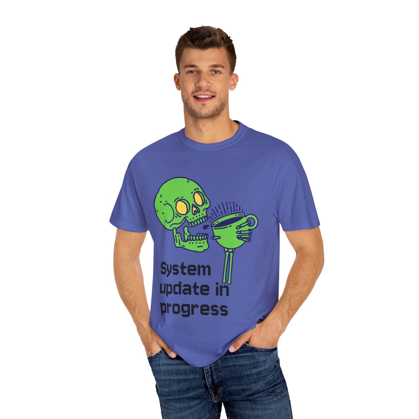T-Shirt Funny Skeleton T-Shirt Unisex Graphic Tee Halloween Shirt Casual Wear Gift for Tech Lovers Humor Apparel