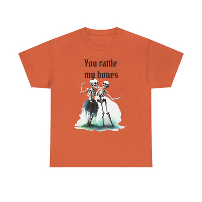 T-Shirt Skeleton Dance Tee  You Rattle My Bones Halloween Shirt Unisex Graphic Tee Cute Skeleton Costume Spooky Season Apparel