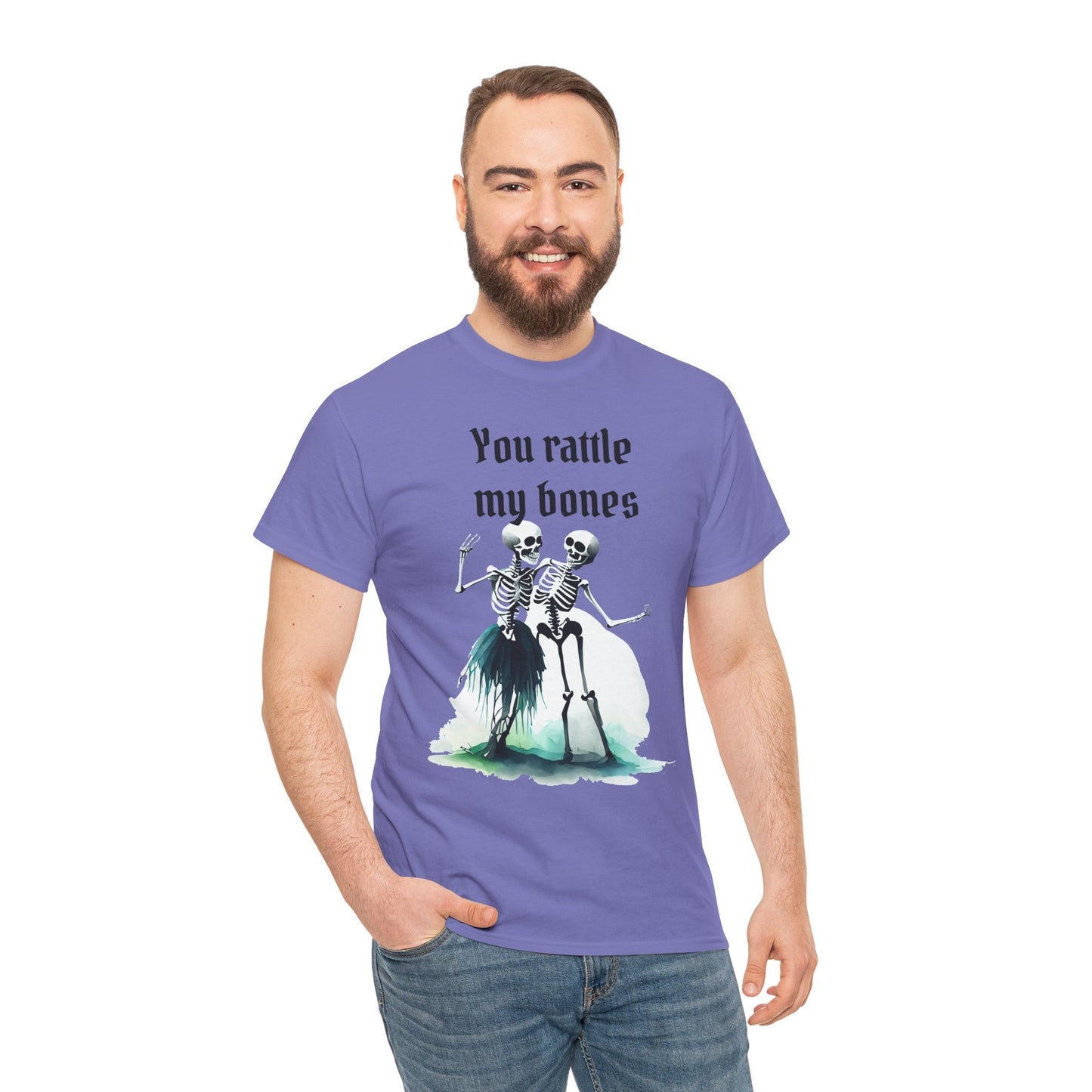 T-Shirt Skeleton Dance Tee  You Rattle My Bones Halloween Shirt Unisex Graphic Tee Cute Skeleton Costume Spooky Season Apparel