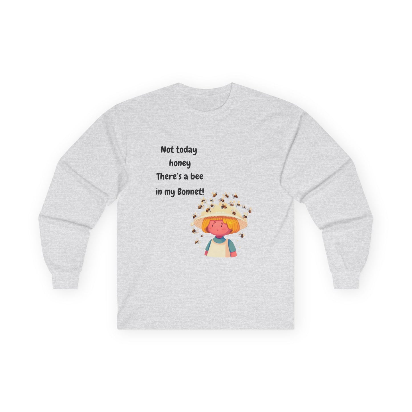 T-Shirt Unisex Long Sleeve Tee with Funny Bee Design Casual Wear Gift for Her Birthday, Summer Outfit Humorous Shirt