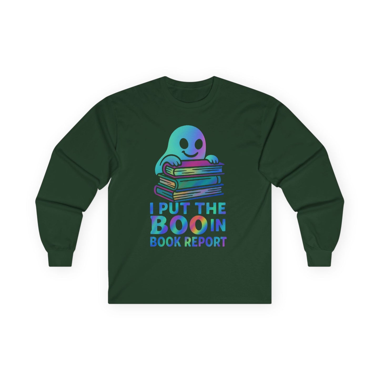 T-Shirt Whimsical Long Sleeve Tee for Book Lovers Halloween Shirt Cozy All-Seasons Top Fun Gift for Readers Book Report Humor Teacher Gift